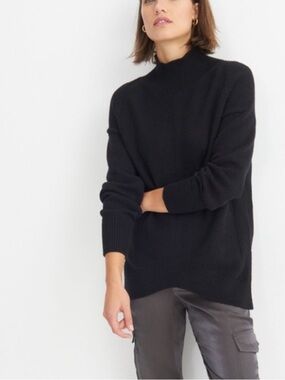 Maeve by Anthropologie Black Mock Neck Side Slit Knit Sweater XS